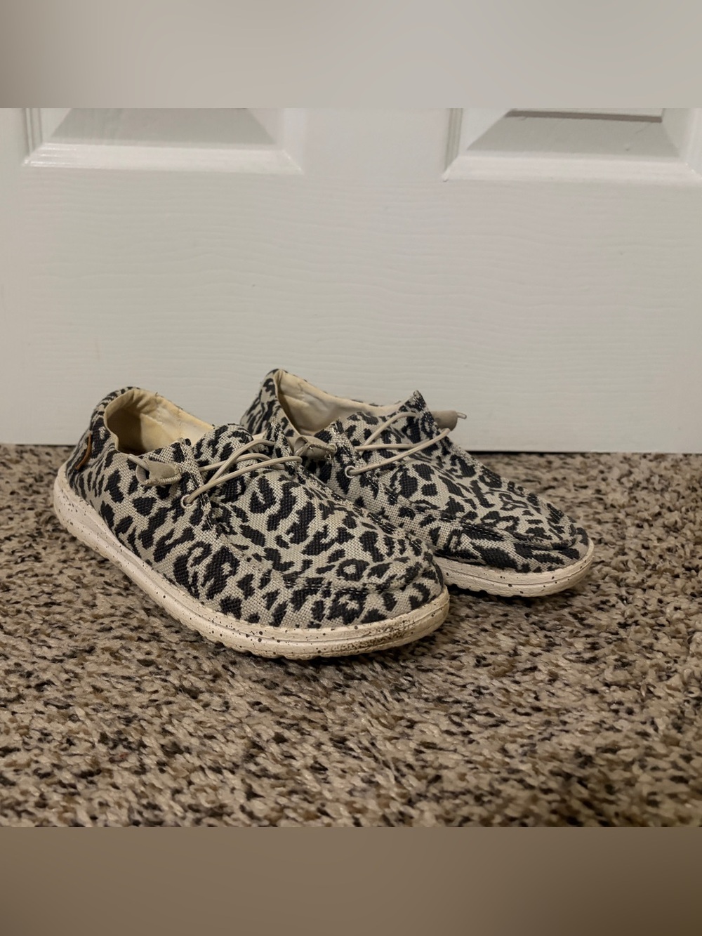 Women’s Leopard Print Casual Hey Dude Slip-On Shoes - Cream & Black